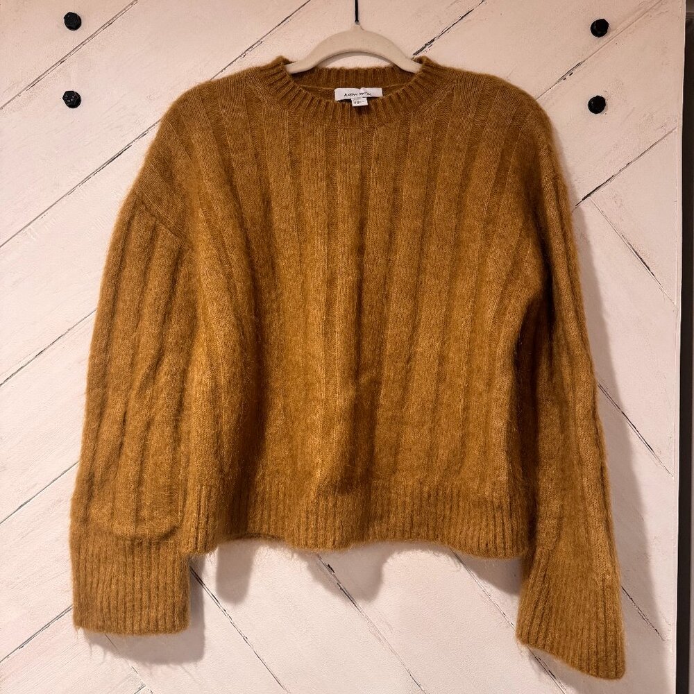 & Other Stories supersoft fluffy mohair and wool wide rib sweater in dark bei